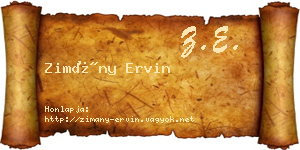 Zimány Ervin névjegykártya