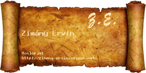 Zimány Ervin névjegykártya